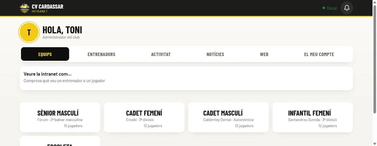 CV Cardassar intranet: teams